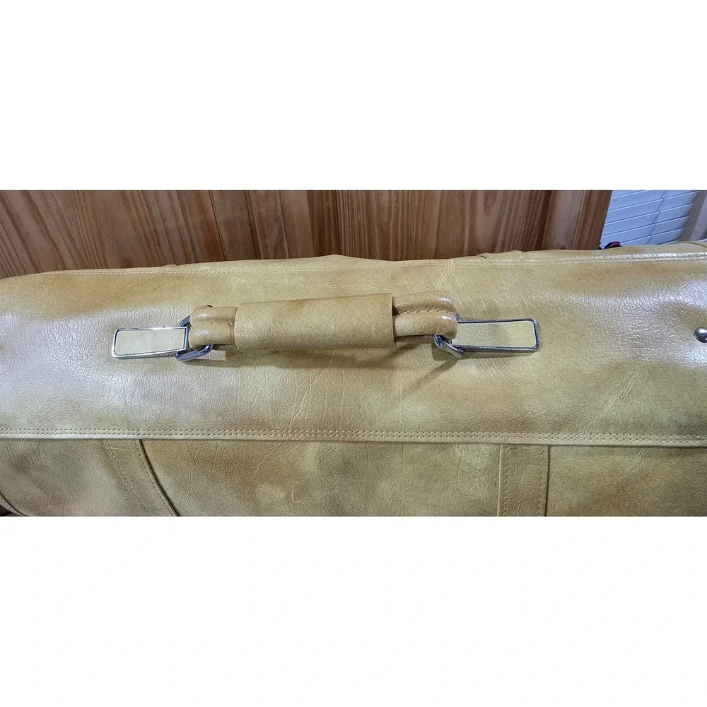 Vintage American Tourister Garment Bag Yellow Faux Leather Travel Suit Carrier